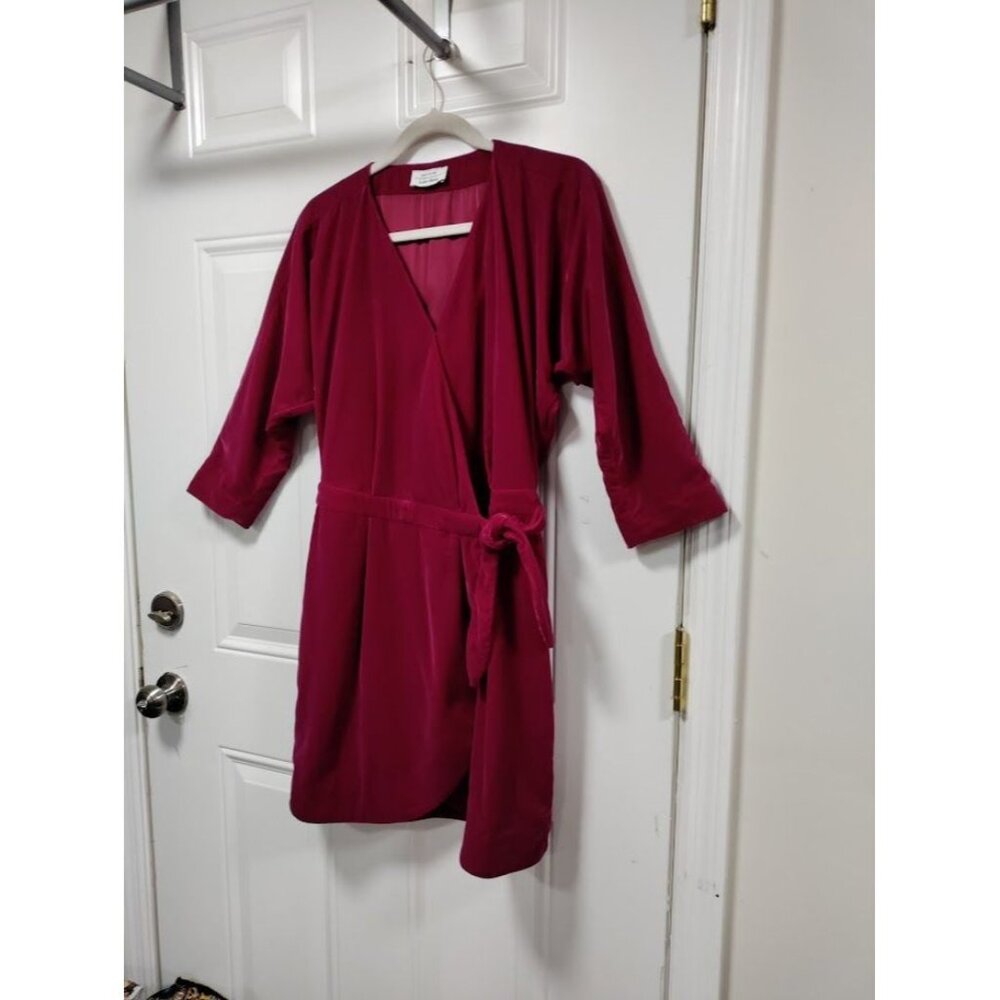 Paris Atelier & Other Stories Womens Wrap Dress Berry Velvet Glam Twee M - Picture 3 of 12